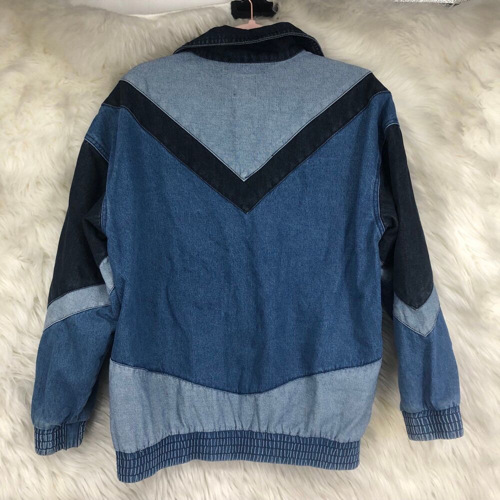 Mens Full Zip & Button Patchwork Denim Jacket, 90… - image 7